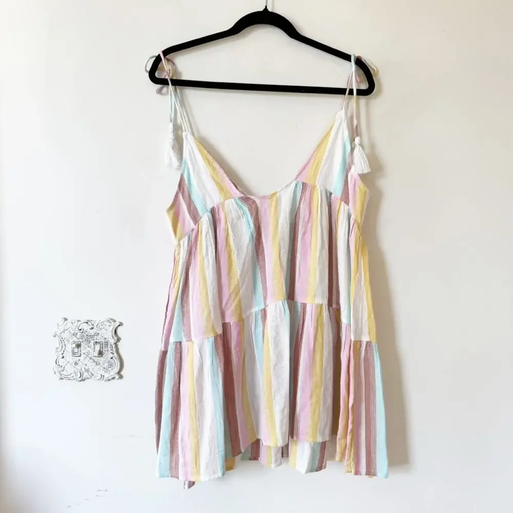 NWOT L*Space Isabella Metallic Almalfi Coast Striped Babydoll Dress Coverup M - Picture 8 of 13